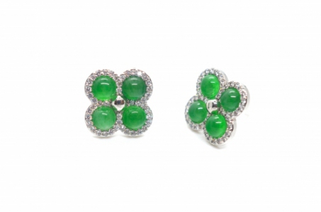  Clover with Zirconia Green Quartz Earring