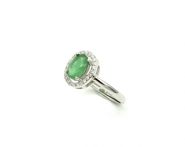 Green Onyx Oval Faceted Cubic Zirconia 925 Sterling Silver Ring
