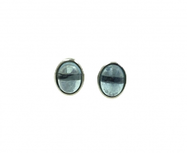 Aquamarine Oval 925 Silver Stud Earring