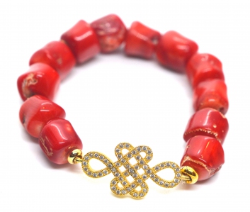 Coral With Mystical Knot Bracelet