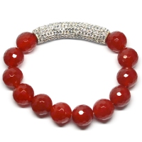 Red Agate Crystal Bar Bracelet