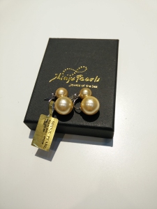 DBL Droop Pearl Shell 12 mm 925 Earring-Peach