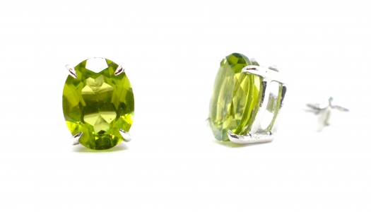 Peridot Oval Faceted Stud Earring