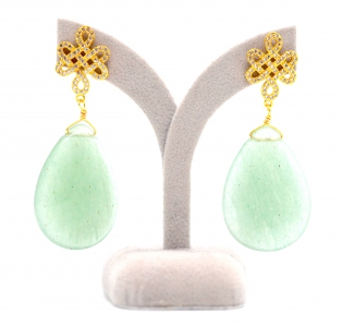 Aventurine With Mystical Knot Earring-Gold