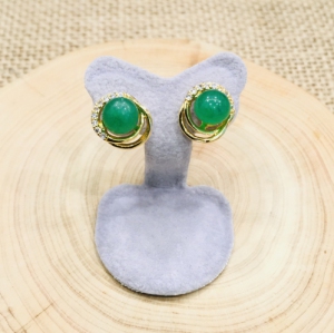  Green Quartz Double Circle Earring
