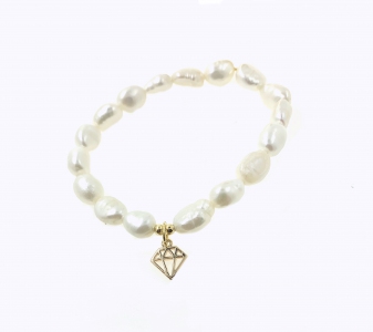 Pearl Diamond Charm Bracelet - White|MCO Shopping