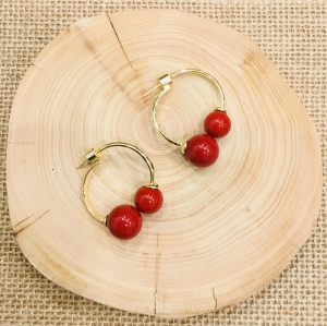 Shell Pearl Chic Loop Earring-Red