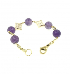 Amethyst With Mother Of Pearl Connector Bracelet