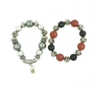Mixed Stone and Grey Shell Pearl Combo Bracelet