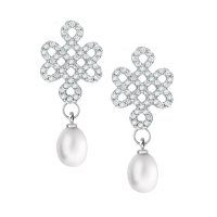 Pearl Mystical Knot With Cubic Zirconia 925 Sterling Silver Earring