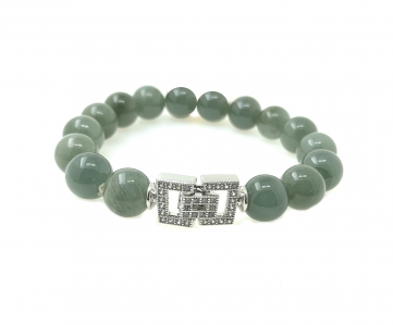 A Grade Jade Beads with Elegant Zirconia Clasp Bracelet|MCO Shopping