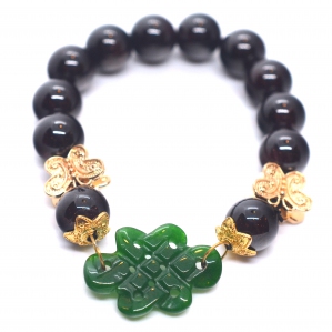 Jade With Garnet Stone Bracelet