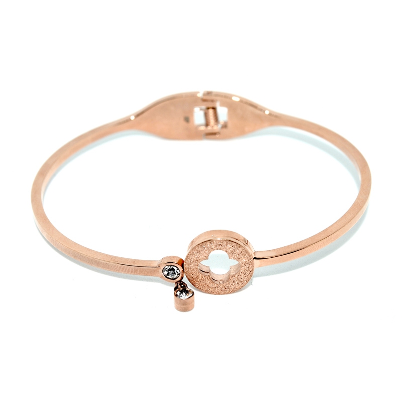 Stainless Steel Cubic Zirconia Rose Gold Bangle
