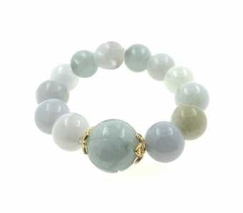 Natural Grade A Lotus Jade Bracelet with Round Beads|MCO Shopping