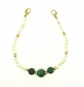 Fresh Water Pearl Mask Strap Extender - Green Agate Gemstones