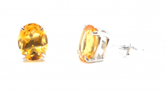 Citrine Oval Faceted Stud Earring
