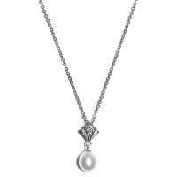 Fresh Water Pearl Scout Cubic Zirconia Pendant With Chain 