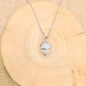Moonstone 925 Silver Planet Pendant With Stainless Steel Chain