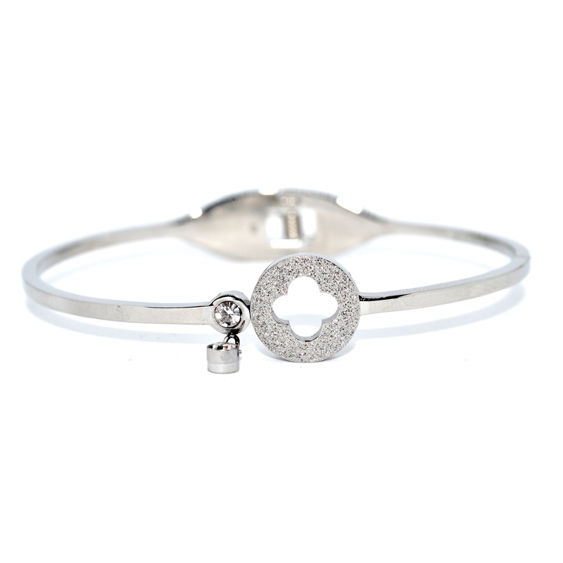 Stainless Steel Cubic Zirconia Silver Bangle