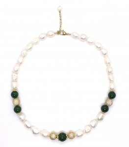 Fresh Water Pearl Green Agate Necklace