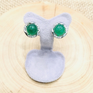  Green Quartz Round with Zirconia Earring