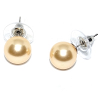 Shell Pearl 10MM Stud 925 Silver Earring - Yellow Gold