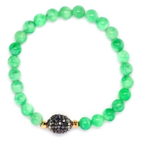 Green Quartz With Russian Zirconia Ball Bracelet