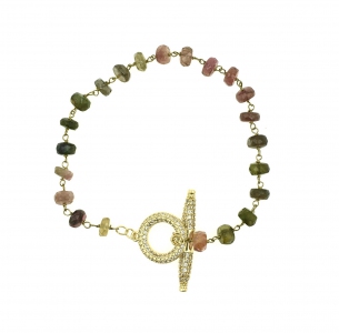Tourmaline Beads Faceted Chain Bracelet