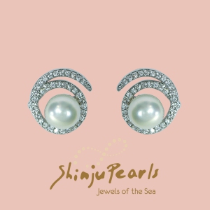  Fresh Water Pearl Cubic Zirconia Spiral Earring