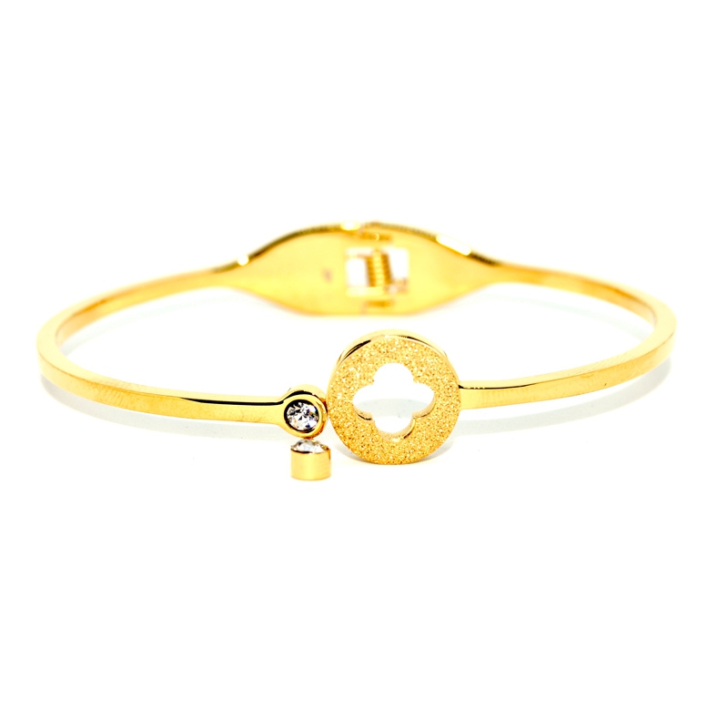 Stainless Steel Cubic Zirconia Yellow Gold Bangle