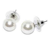 Shell Pearl 10MM Stud 925 Silver Earring - White