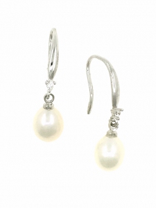 Fresh Water Pearl Single Zirconia Dangling Earring