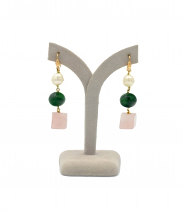Mixed Gemstone and Fresh Water Pearl Dangling Earring