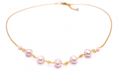 Fresh Water Pearl Bar Link Necklace 