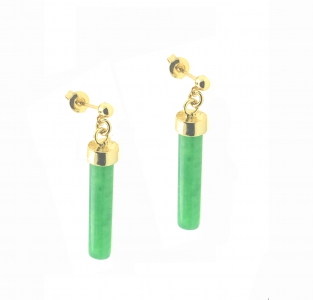 Green Quartz Cylinder Dangling Earring