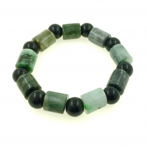 A Grade Jade Tube With Agate Bracelet