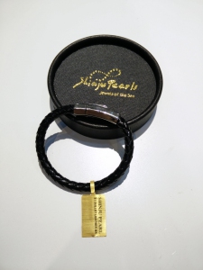 Stainless Steel Bullet Leather Bracelet - Black (18cm)
