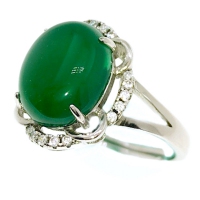 Green Agate Victorian Petal 925 Silver Ring