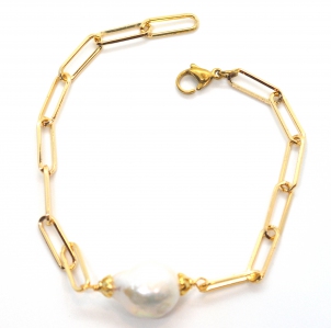 Baroque Fresh Water Pearl Cable Link Bracelet
